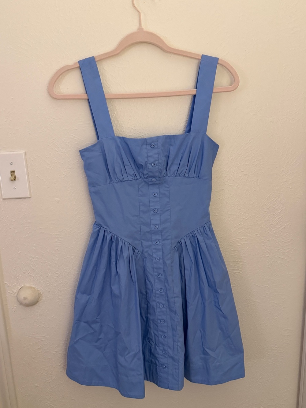 Altar'd State Light Blue Button-Front Mini Dress